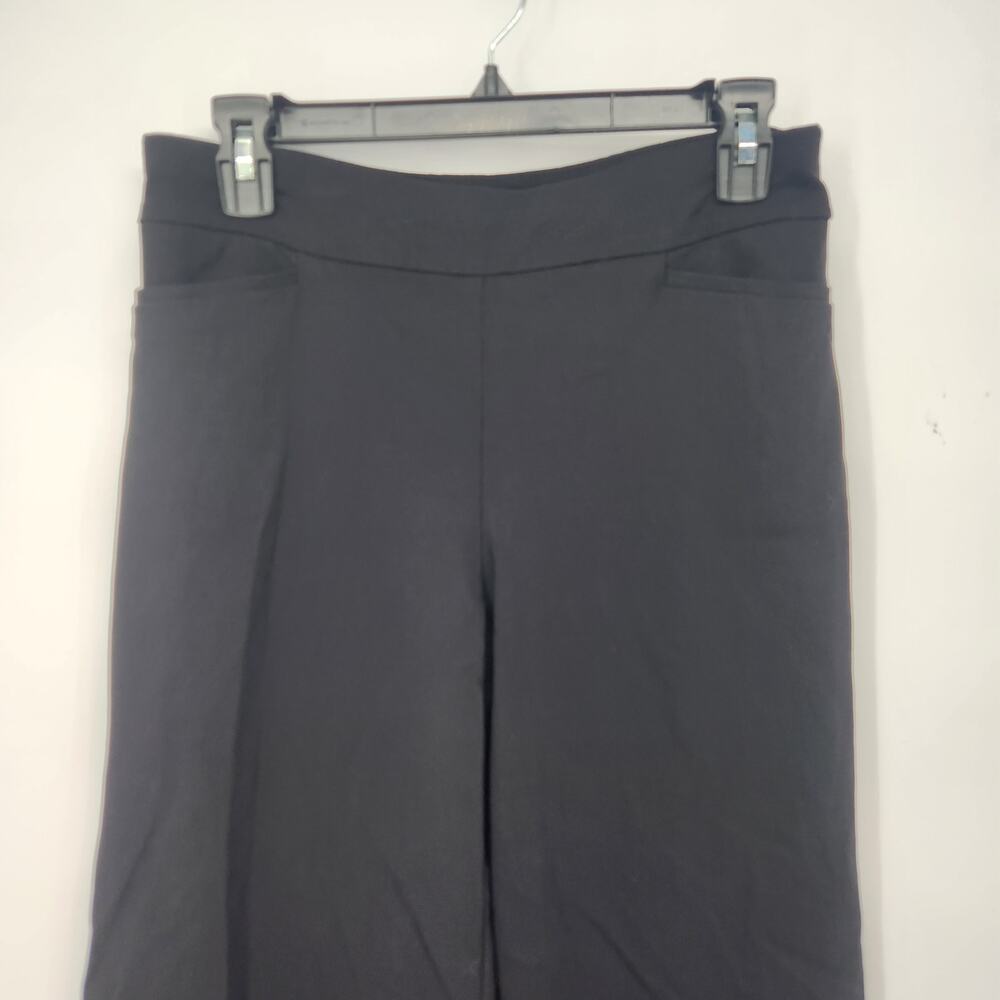 Chico's Black Pull on Eyelet Scallop Hem Cropped Wide Leg Pants Women OT-4 tall - Picture 7 of 11